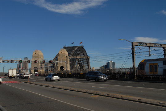 Cars on the Cahill Express Way at Harbour Bridge, Sydney