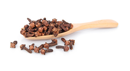 dry cloves on white background