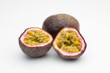 Passion fruit on white backgrounds