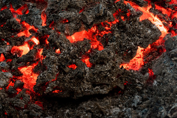 Volcano, fire, crust