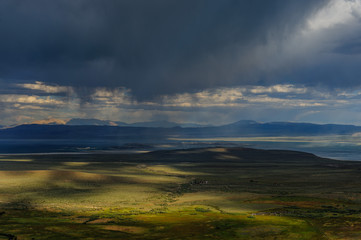 Fototapeta premium Storm clouds over Mono Lake