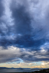 Naklejka na ściany i meble Storm clouds over mono lake