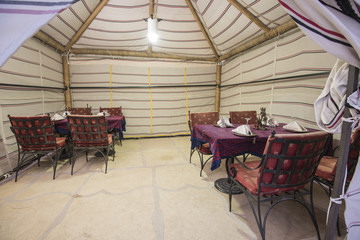 Tables in a tent at hotel restaurant