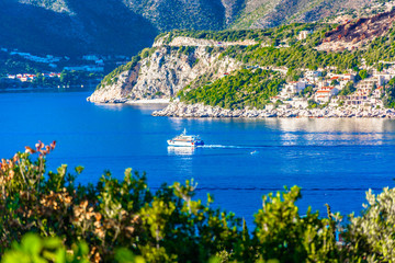 Dubrovnik Riviera landscape view. / Scenic view at Dubrovnik Riviera seascape in Southern Croatia, Europe.