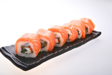 Japanese sushi with raw salmon