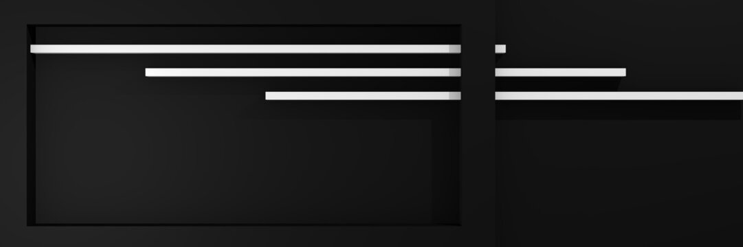 Website-Header in 3d, mit Kastenform und Streifen in schwarz-weiß.