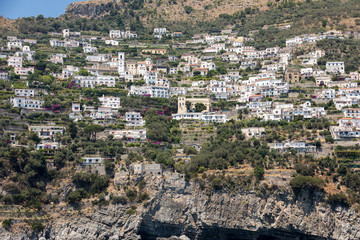 Obraz premium Exclusive villas and apartments on the rocky coast of Amalfi. Campania. Italy