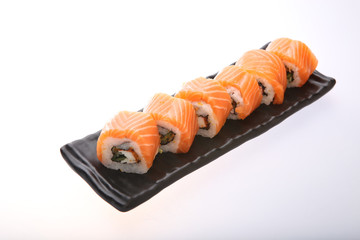 Japanese sushi with raw salmon
