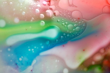 Milk, Oil and Food Colorants Mixed Together to Create an Abstract Image
