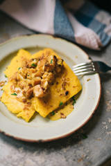 Polenta with butternut squash in cream