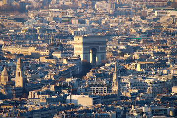 Top view on the Parisian Arc de Triomphe