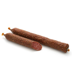 fresh salami isolated on white background