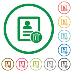 Delete contact flat icons with outlines