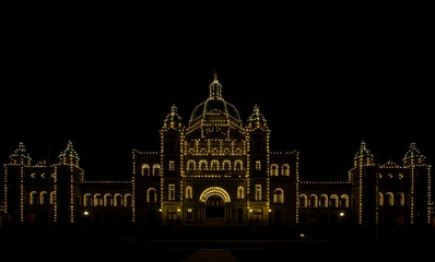 British Colombia parliament at night
