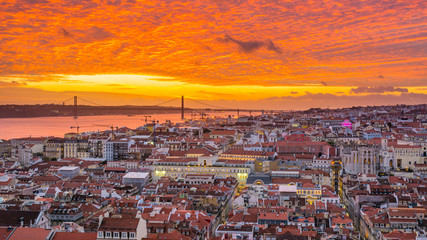 Fototapeta na wymiar Lisbon Portugal Sunset from São Jorge Castle