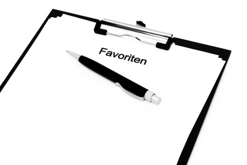 Favoritenliste auf einem Klemmbrett