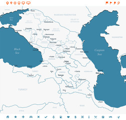 Caucasus Region Map - Vector Illustration