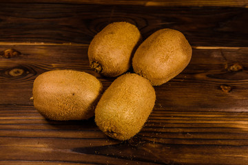 Kiwi fruits on wooden table