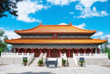 Fototapeta premium Confucian Temple. The Dacheng Hall, located in Harbin, Heilongjiang, China.
