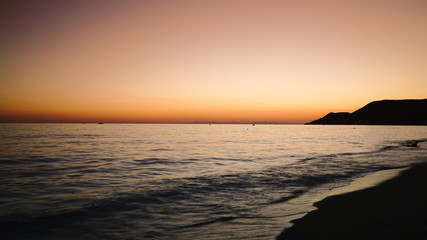 Sunset at sea. Sunset at Antalya beach.