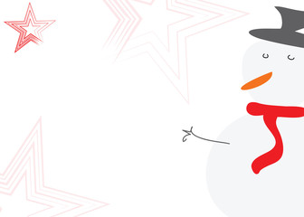 Christmas card vector with snowman and red stars
