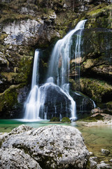 Beautiful Waterfall Virje in long exposure, Slovenia