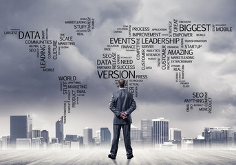 Motivation and inspiration concept with modern cityscape and bus