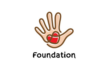 Fototapeta premium Foundation Hand Heart Symbol Logo Design Illustration
