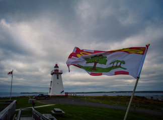 pei flag and lighthouse