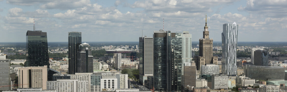 Panorama of Warsaw financial center