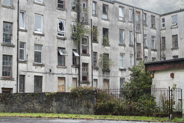 Social deprivation poor housing in slum lived in by homeless
