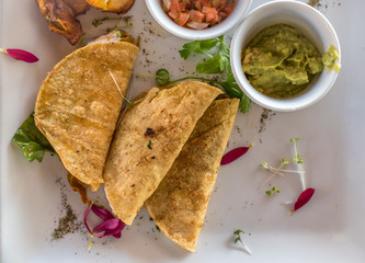 Mexican quesadilla meal 