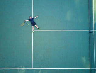 Tennis player tired after game