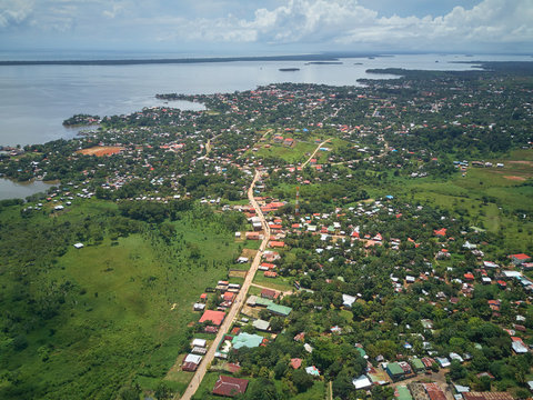 Aerial view on Bluefileds caribbean town