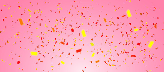 colorful confetti on pink background