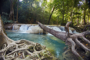 Erawan cascade fall in kanchanaburi province, Thailand