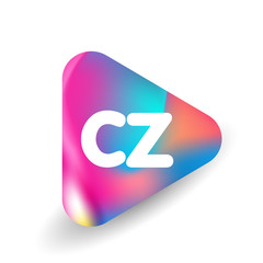Letter CZ logo in triangle shape and colorful background, letter combination logo design for business and company identity. - obrazy, fototapety, plakaty