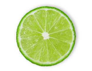 half of fresh lime isolated on white background, flat lay, top view