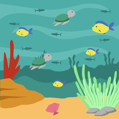 Fototapeta na wymiar Under Water World Illustration