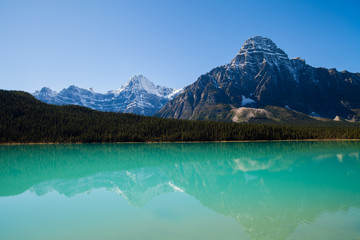 Mountain reflected in the turquoise lake