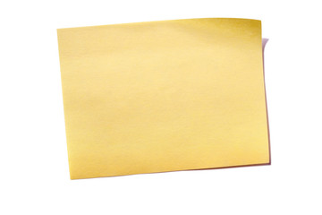 Yellow oblong sticky post it note one single isolated on white background photo