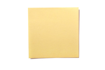 Yellow square sticky post it note one single isolated on white background photo