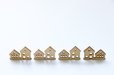 wood house minimal style,Top view,flat lay on White background copy space