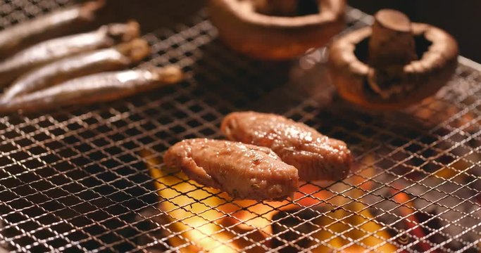 Fresh Food on barbecue fire