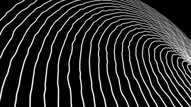 abstract spinning wavey lined motion background loop black white