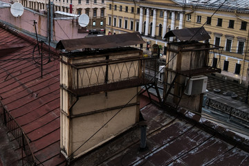 Roofs of St. Petersburg at sunrise.