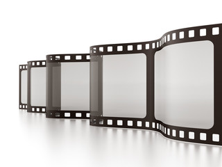 Vintage film strip isolated on white background. 3D illustration