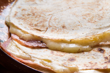 Mexican food: Sincronizada with ham