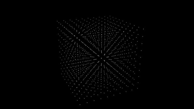 rotating cube box dot geometric loop