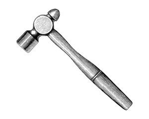 Hammer hand drawing vintage style isolate on white background